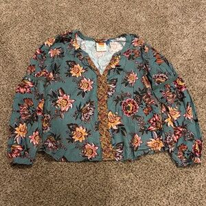 FARM Rio Teal Floral Blouse